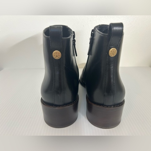 $480 Tory Burch Zip Booties BLACK LEATHER NARROW SQUARE TOE SIZE 10M NWOT - Picture 4 of 14